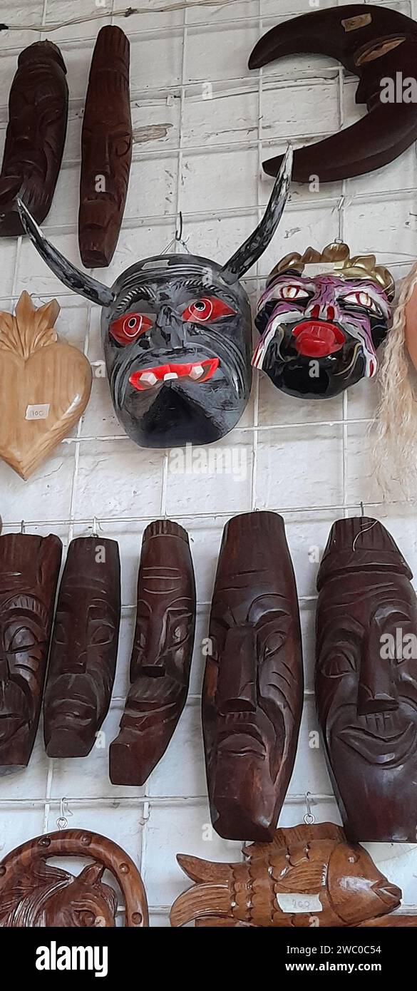 Negozio di maschere tradizionali a Patzcuaro, Michoacan, Messico Foto Stock