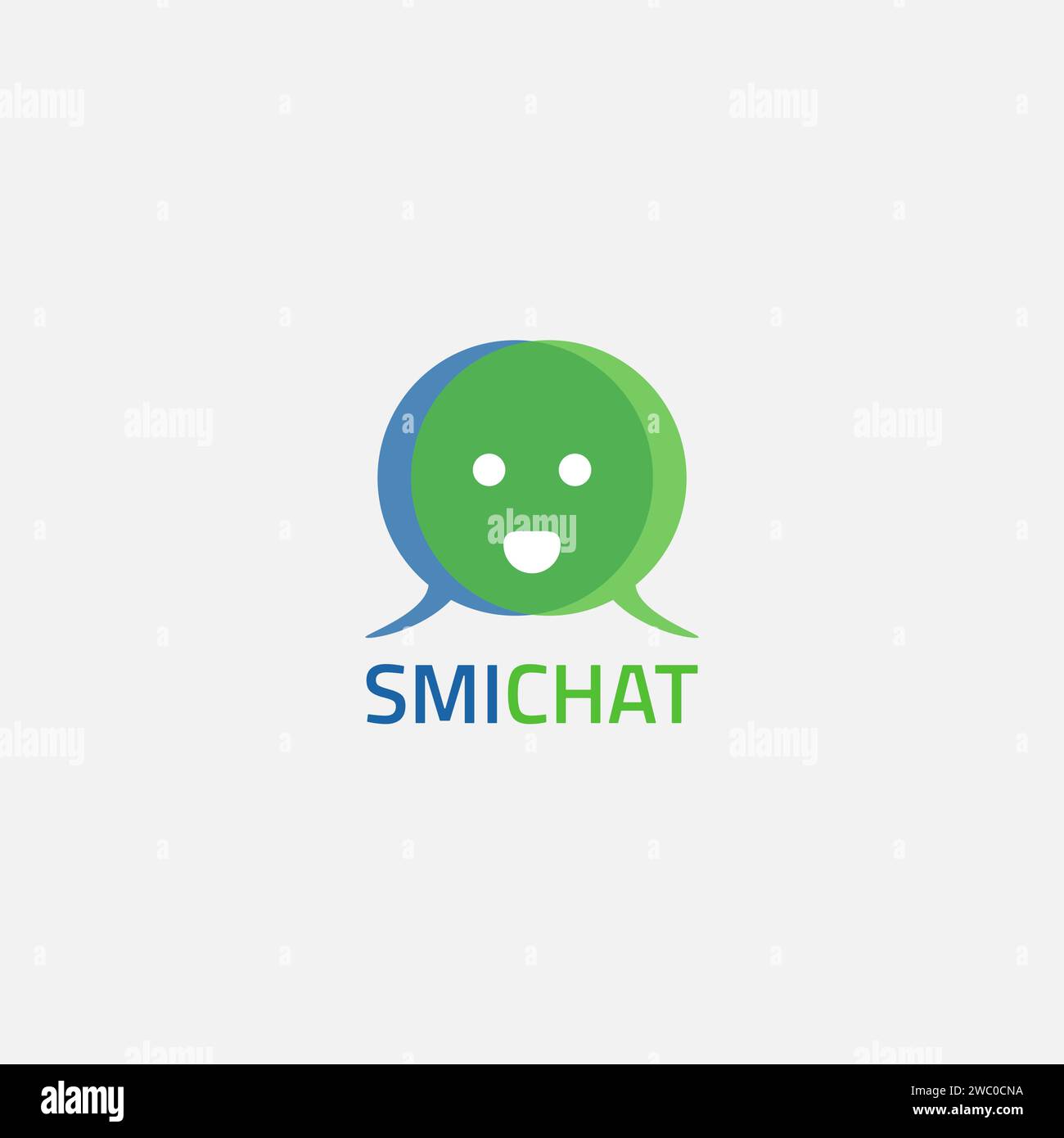 Logo dell'app Chatting con forma emoticon a gambe. Illustrazione Vettoriale