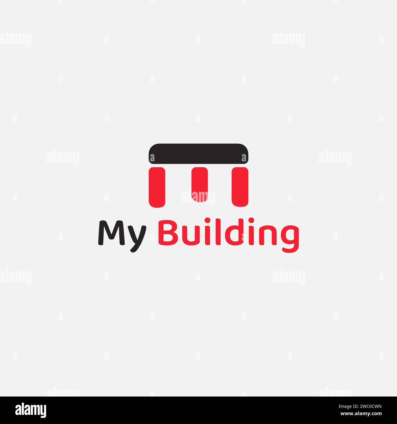 Il logo della lettera M che assomiglia a un edificio. Illustrazione Vettoriale