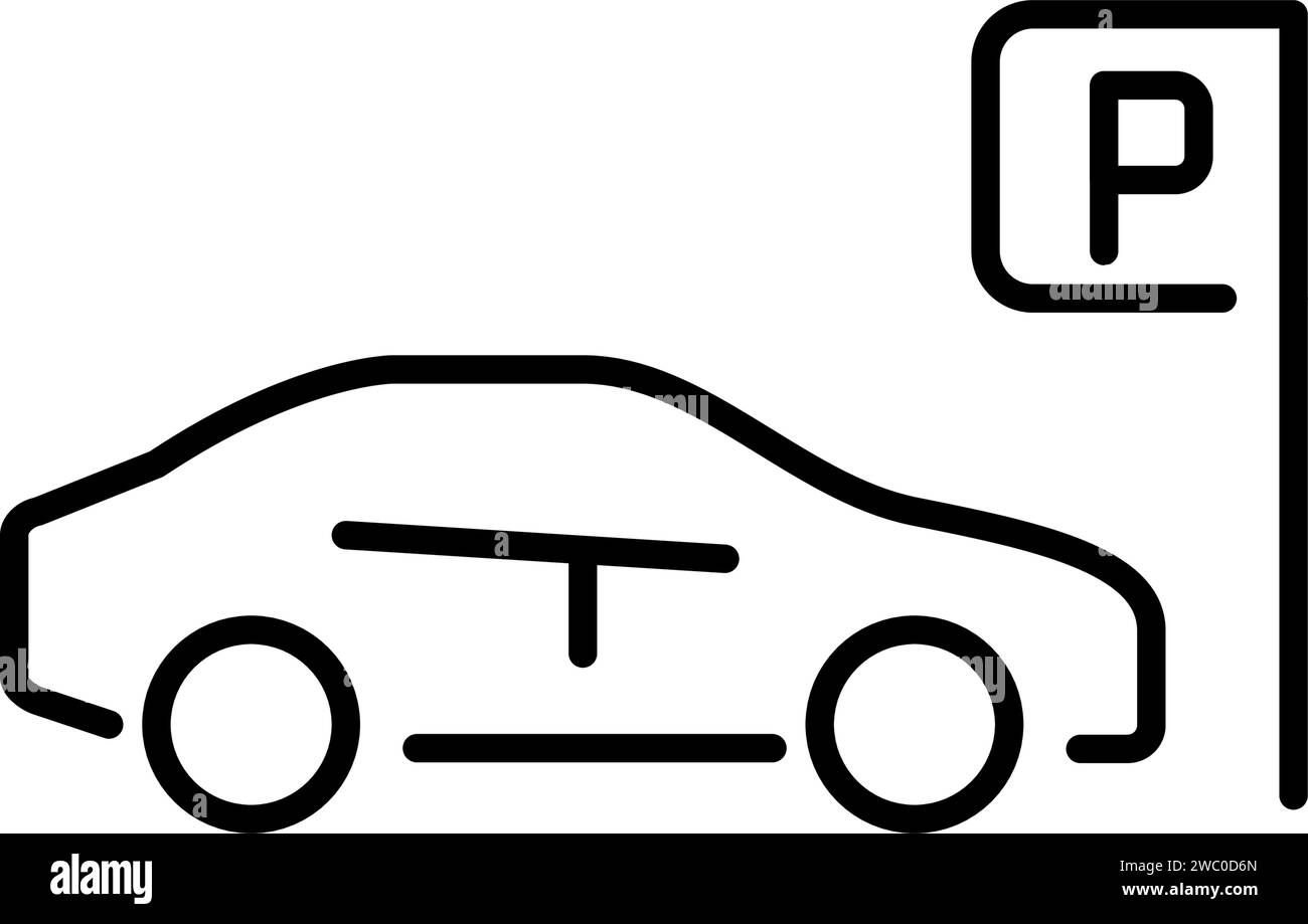 Parcheggio per auto a noleggio. Icona Pixel Perfect Illustrazione Vettoriale