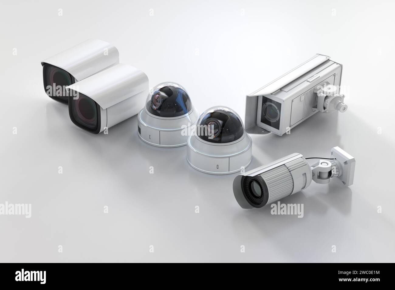 set di rendering 3d di telecamere di sicurezza o telecamere cctv Foto Stock
