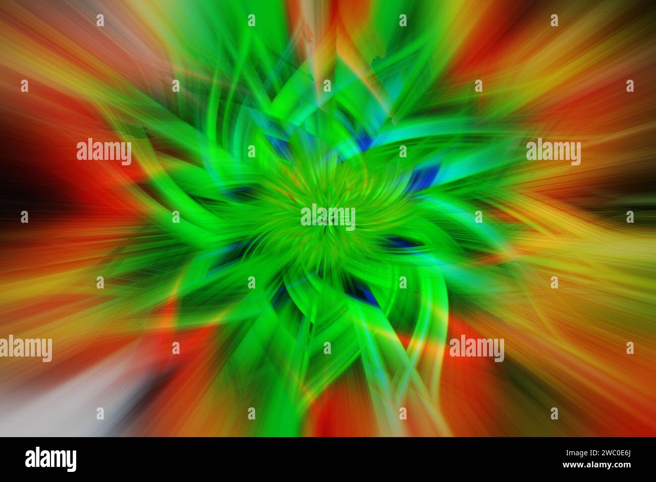 Vortice astratto con centro a forma di petalo verde Foto Stock