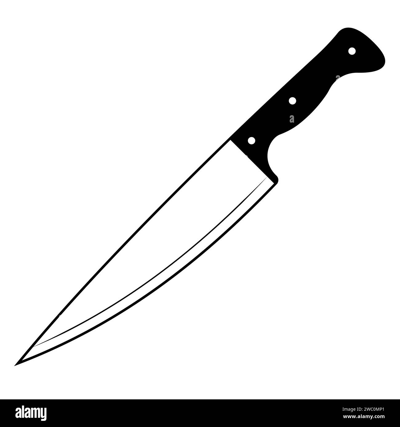 Coltello da cucina, coltello per affettare per preparare i piatti della cucina del ristorante Illustrazione Vettoriale