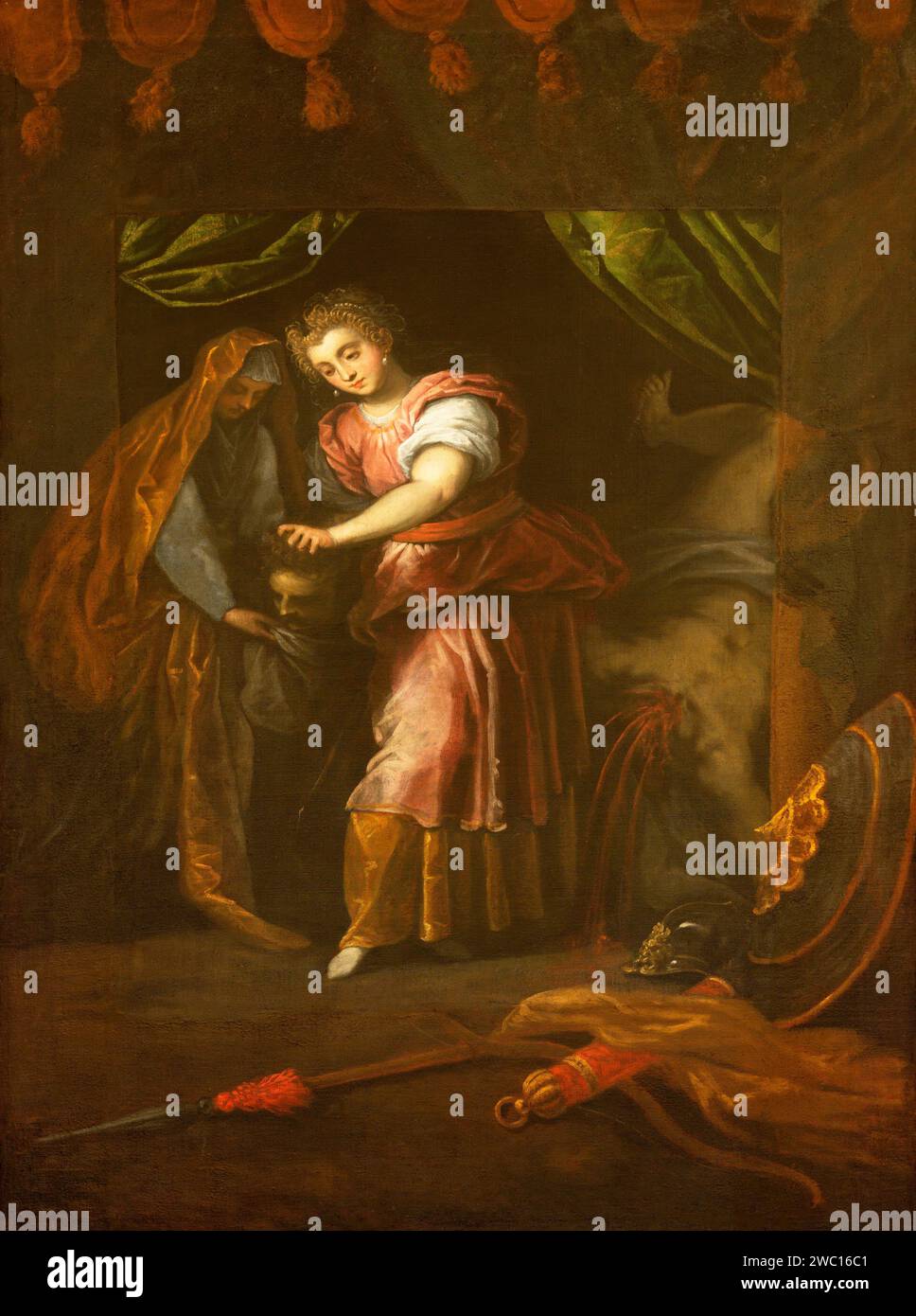 TREVISO, ITALIA - 4 NOVEMBRE 2023: Il dipinto Judith Beheading Holofernes nella chiesa di San Gaetano di un artista sconosciuto. Foto Stock