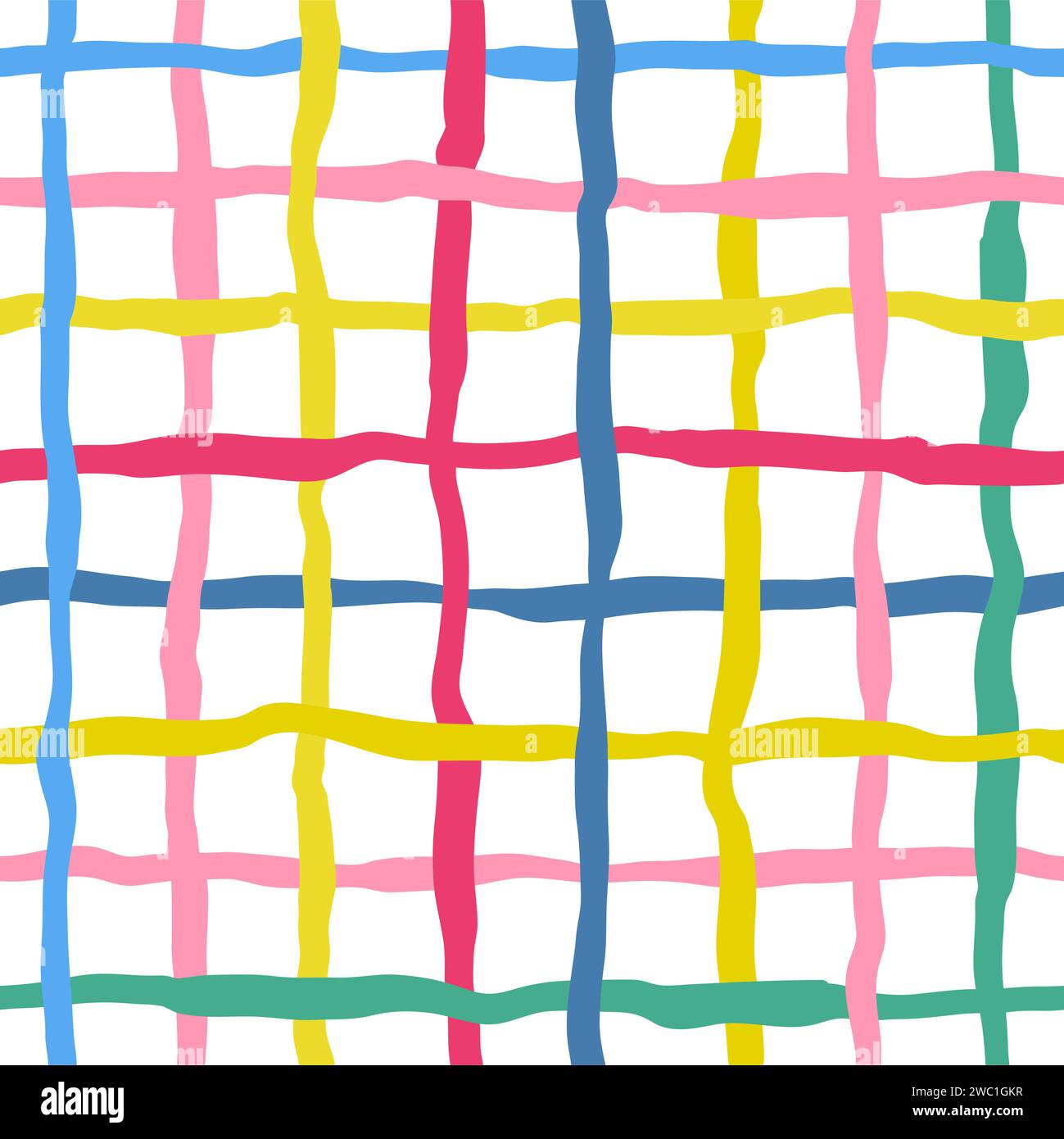 Motivo a scacchi colorato astratto senza cuciture. Illustrazione di strisce tracciate a mano vettoriali Illustrazione Vettoriale