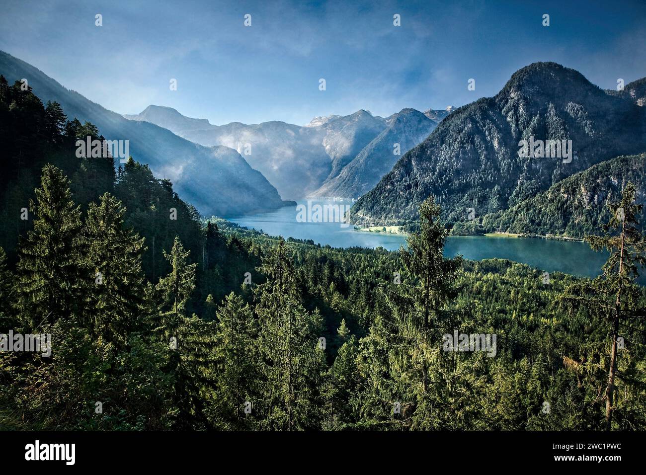 La visita di Hallstatter nella zona del Salzkammergut delle Alpi austriache. Foto Stock
