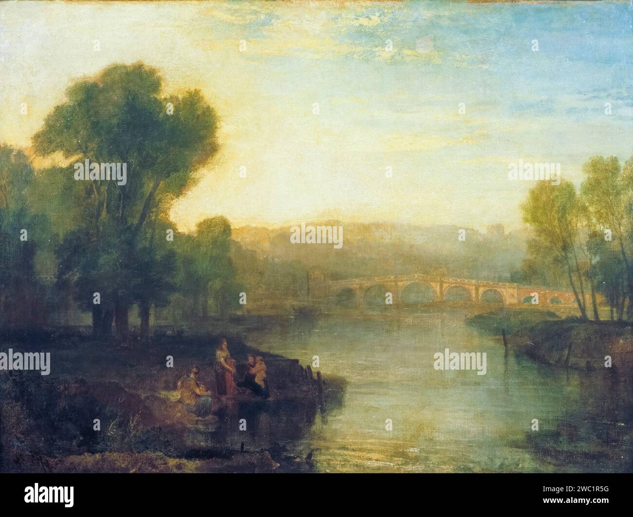 JMW Turner, Vista di Richmond Hill and Bridge, paesaggio dipinto ad olio su tela, 1808 Foto Stock