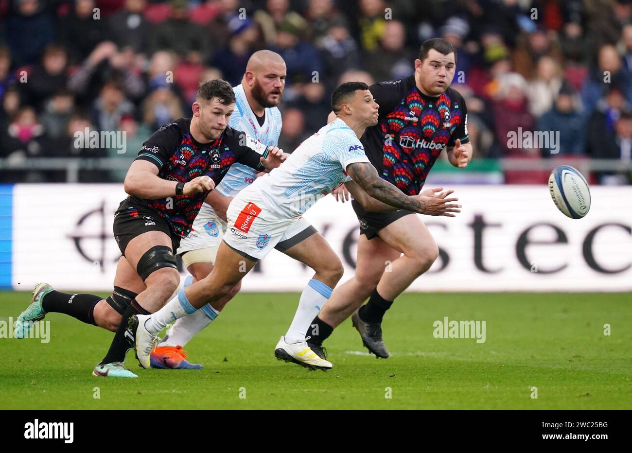 Vodacom Bulls' Embrose Papier in azione durante l'Investec Champions Cup match ad Ashton Gate, Bristol. Data immagine: Sabato 13 gennaio 2024. Foto Stock