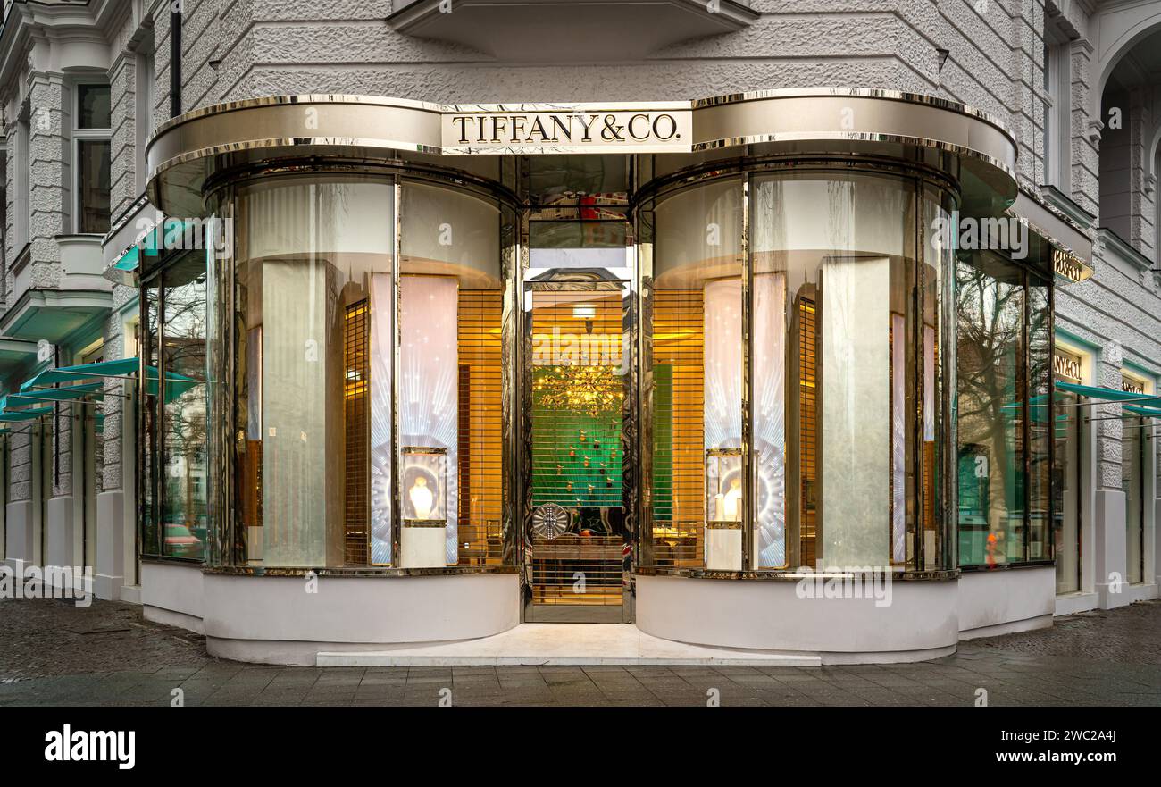 Negozio di lusso Tiffany & Co a Berlino, Germania Foto Stock