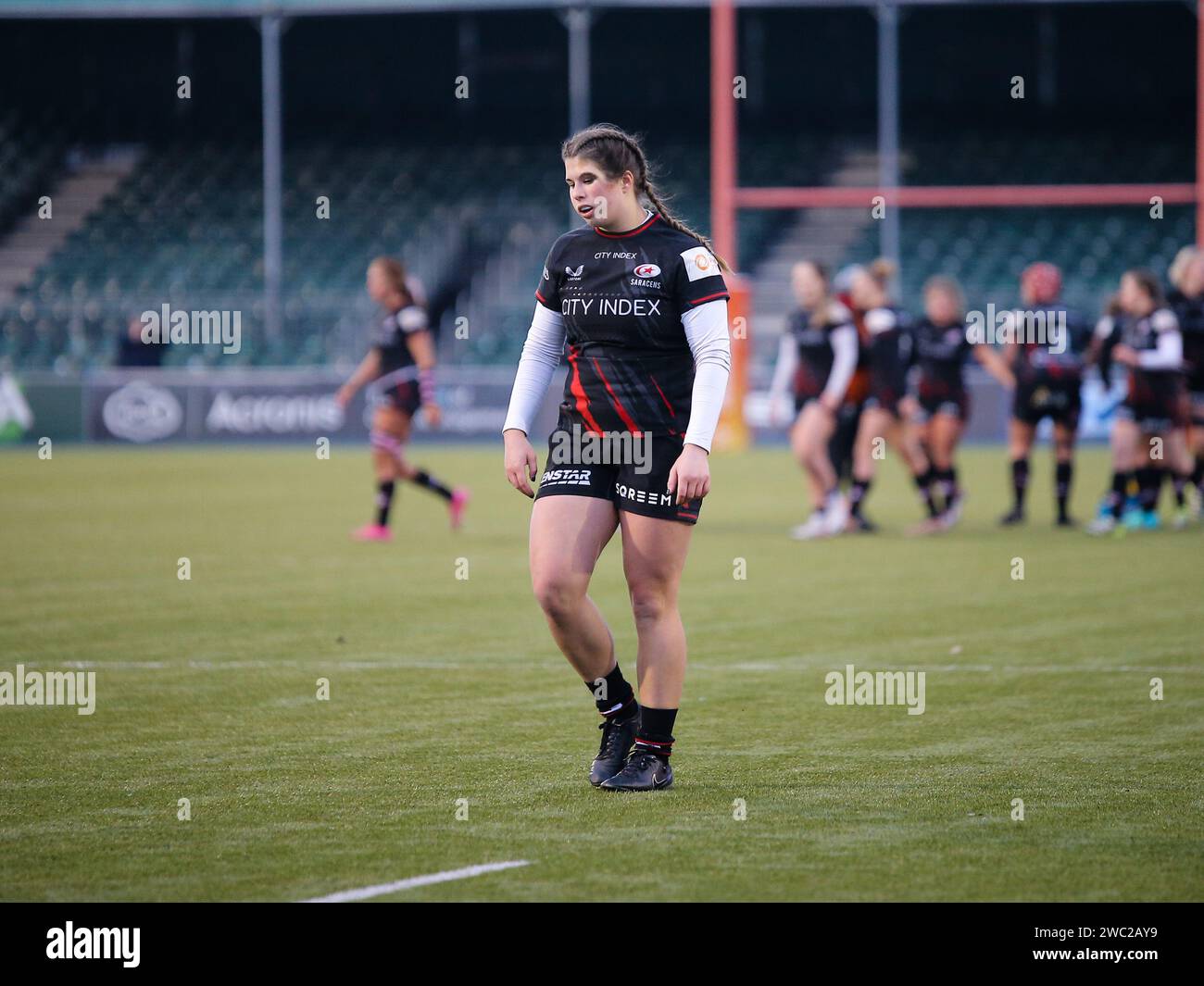 Londra, Regno Unito. 13 gennaio 2024. Londra, Inghilterra, 13 gennaio 2024: Sophie Bridger (12 Saracens) durante l'Allianz Premiership Womens Rugby tra Saracens ed Exeter Chiefs allo Stonex Stadium di Londra, Inghilterra. (Jay Patel/SPP) credito: SPP Sport Press Photo. /Alamy Live News Foto Stock