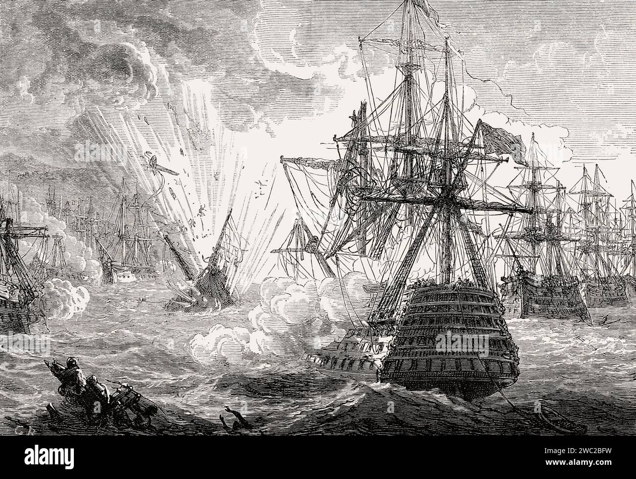 La battaglia di Navarino, 1827, la guerra d'indipendenza greca, la baia di Navarino, la moderna Pylos Foto Stock