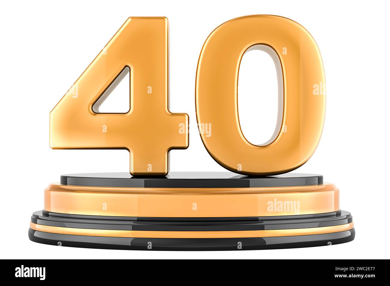Premio per il podio d'oro 40, rendering 3D isolato su sfondo bianco Foto Stock