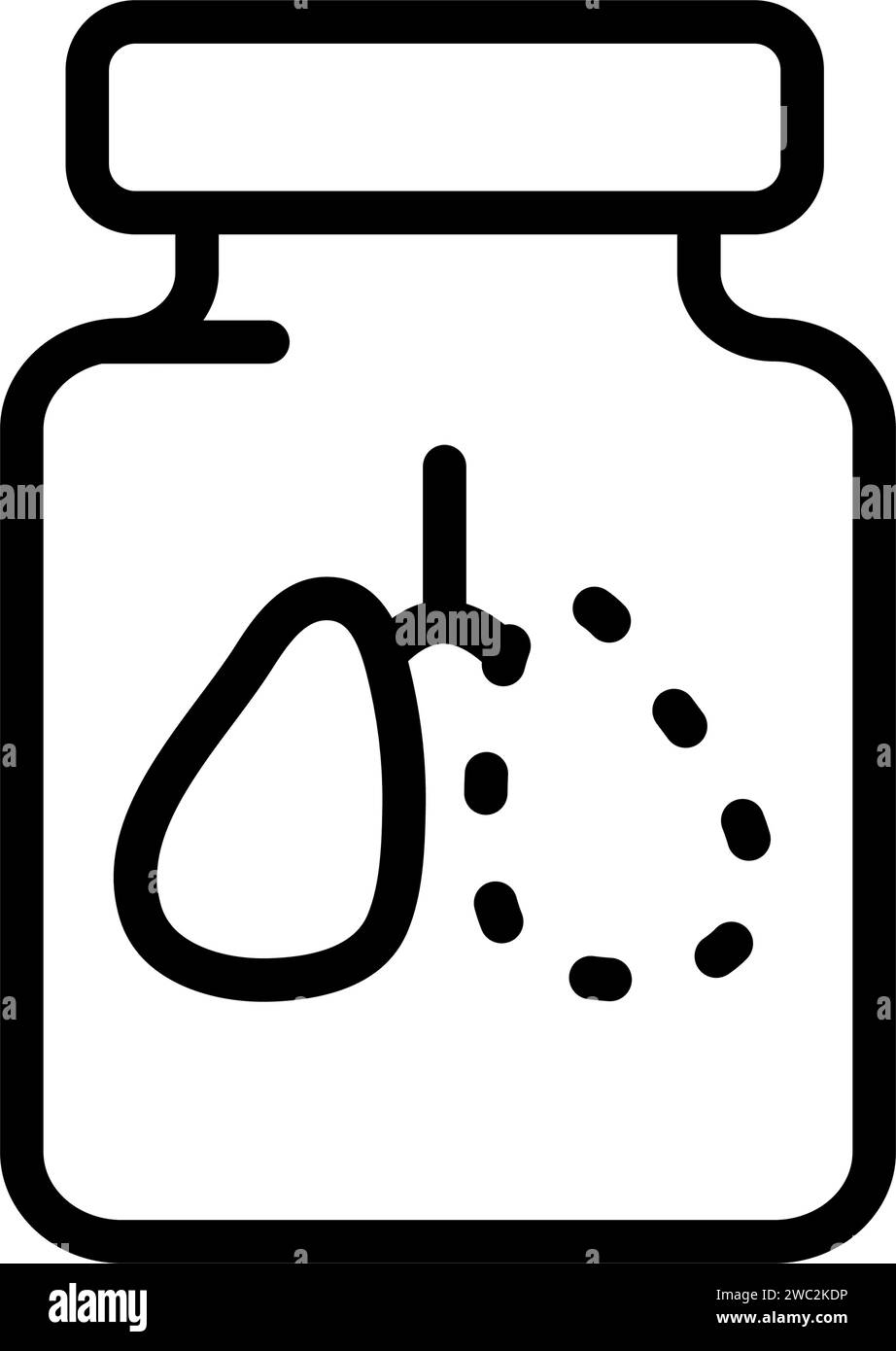 Icona della linea di trattamento. Farmaci per il trattamento della polmonite. Malattia polmonare. Vitamine e minerali. Concetto di pillole. Illustrazione vettoriale isolata. Illustrazione Vettoriale
