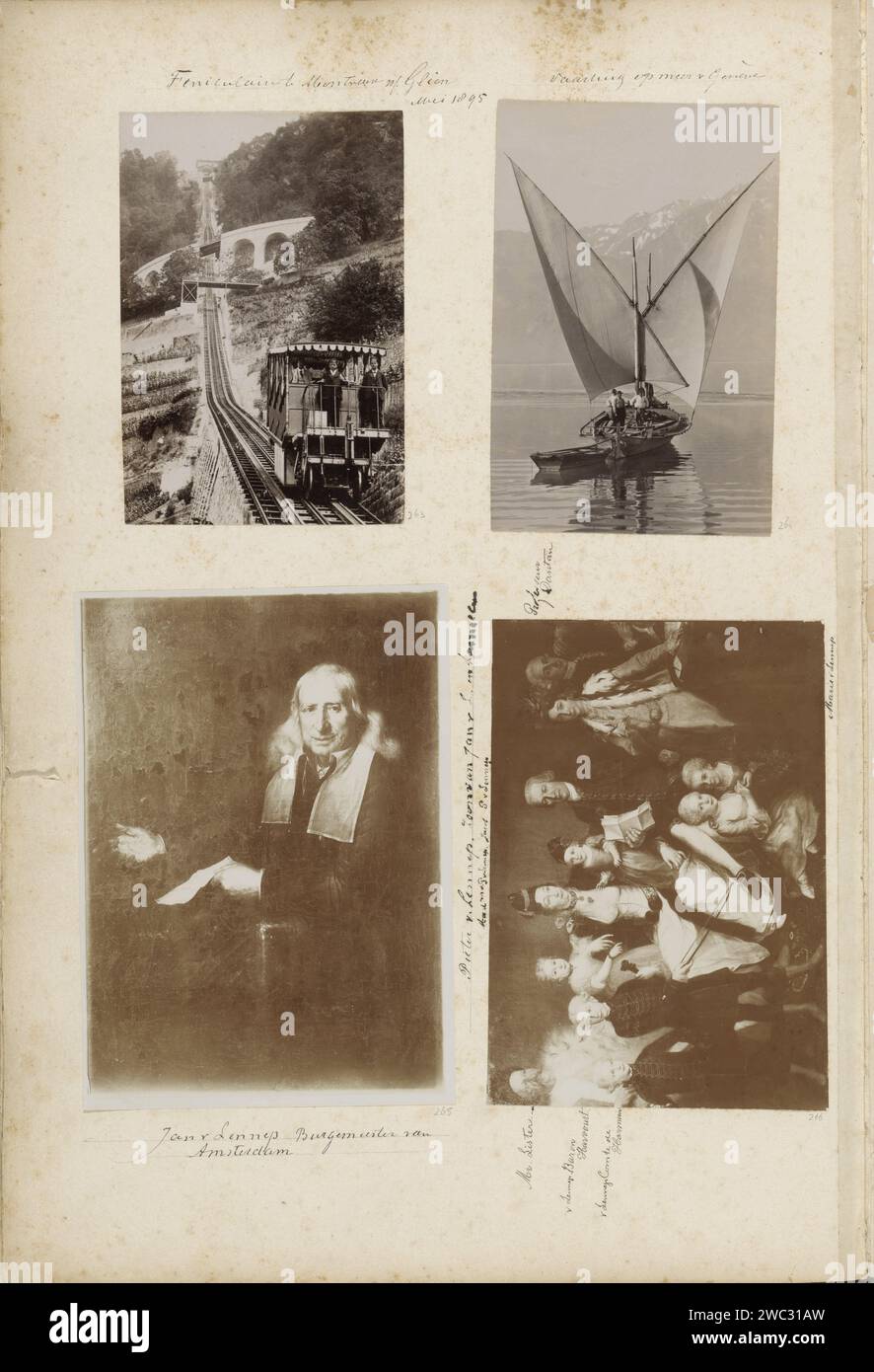 Produzione fotografica di (presumibilmente) un dipinto, che rappresenta il mercante e collezionista d'arte di Amsterdam Jan van Lennep de Oude (1634-1711), c. 1890 - c. 1910 fotografare la parte di Robert Daniel Crommelin (1841-1907) album fotografico. carta. supporto fotografico commerciante, venditore. Collezionista d'arte Amsterdam Foto Stock