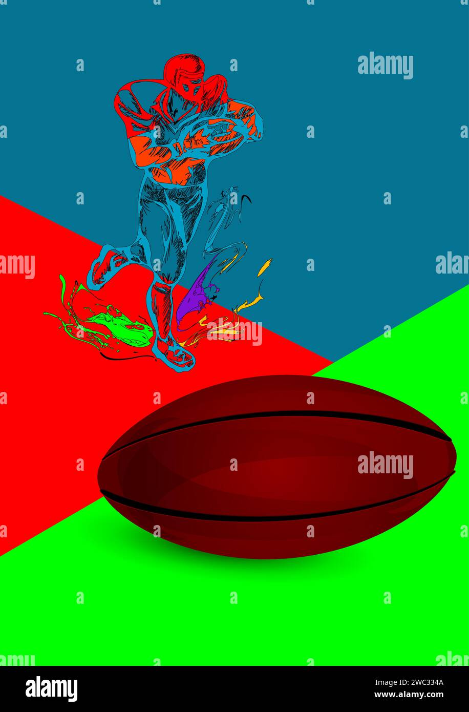 illustrazione astratta del football americano su backgraund multicolor Illustrazione Vettoriale