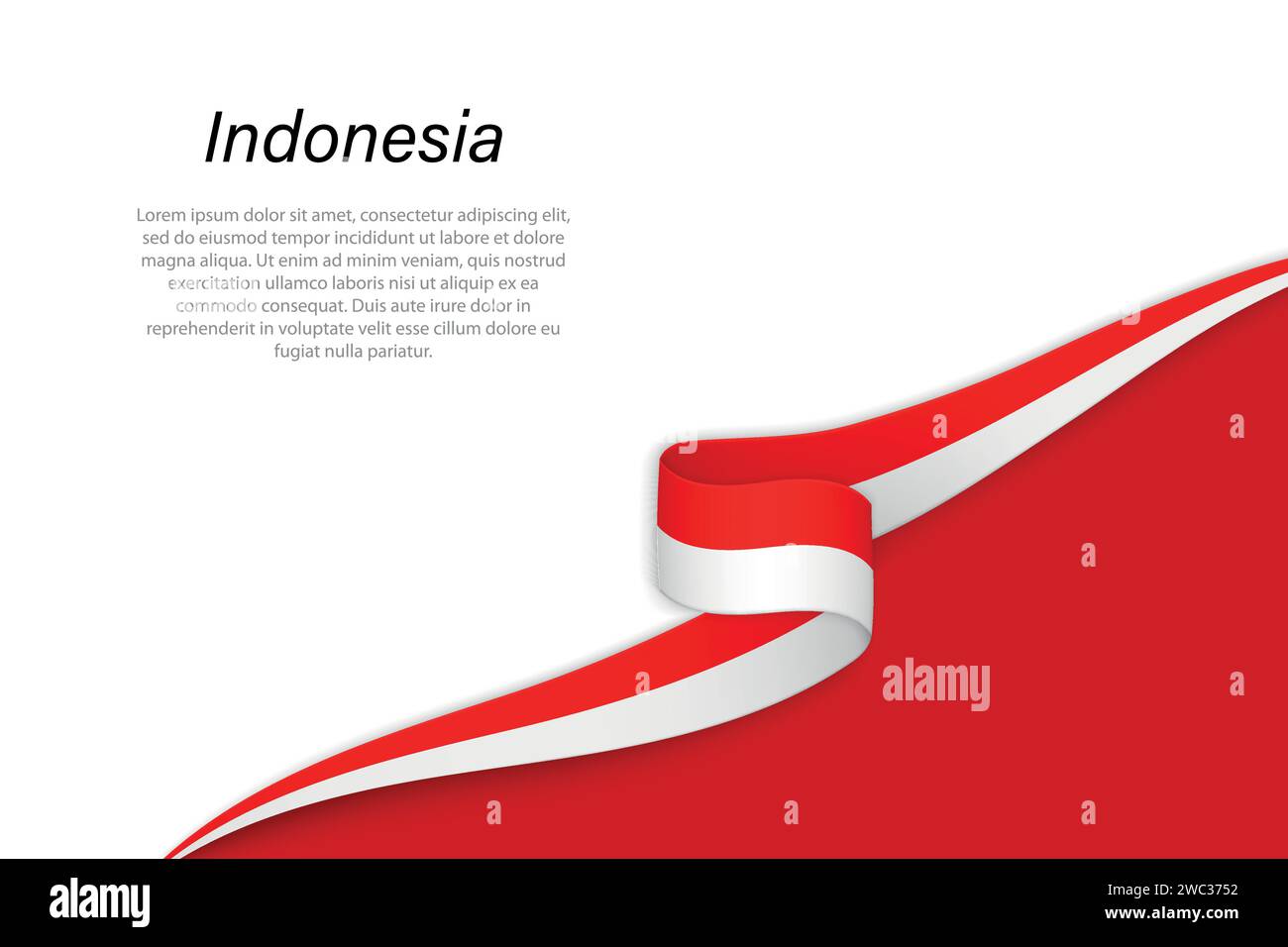 Bandiera dell'Indonesia con sfondo copyspace. Modello vettore banner o barra multifunzione Illustrazione Vettoriale