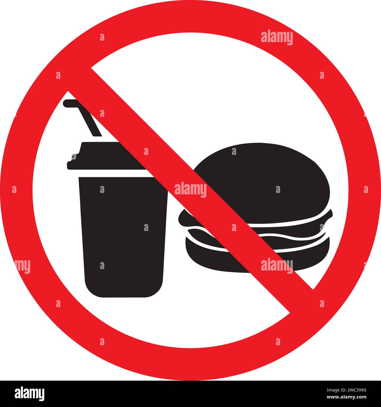 No Eating Sign, mangiare e bere è proibito Illustrazione Vettoriale