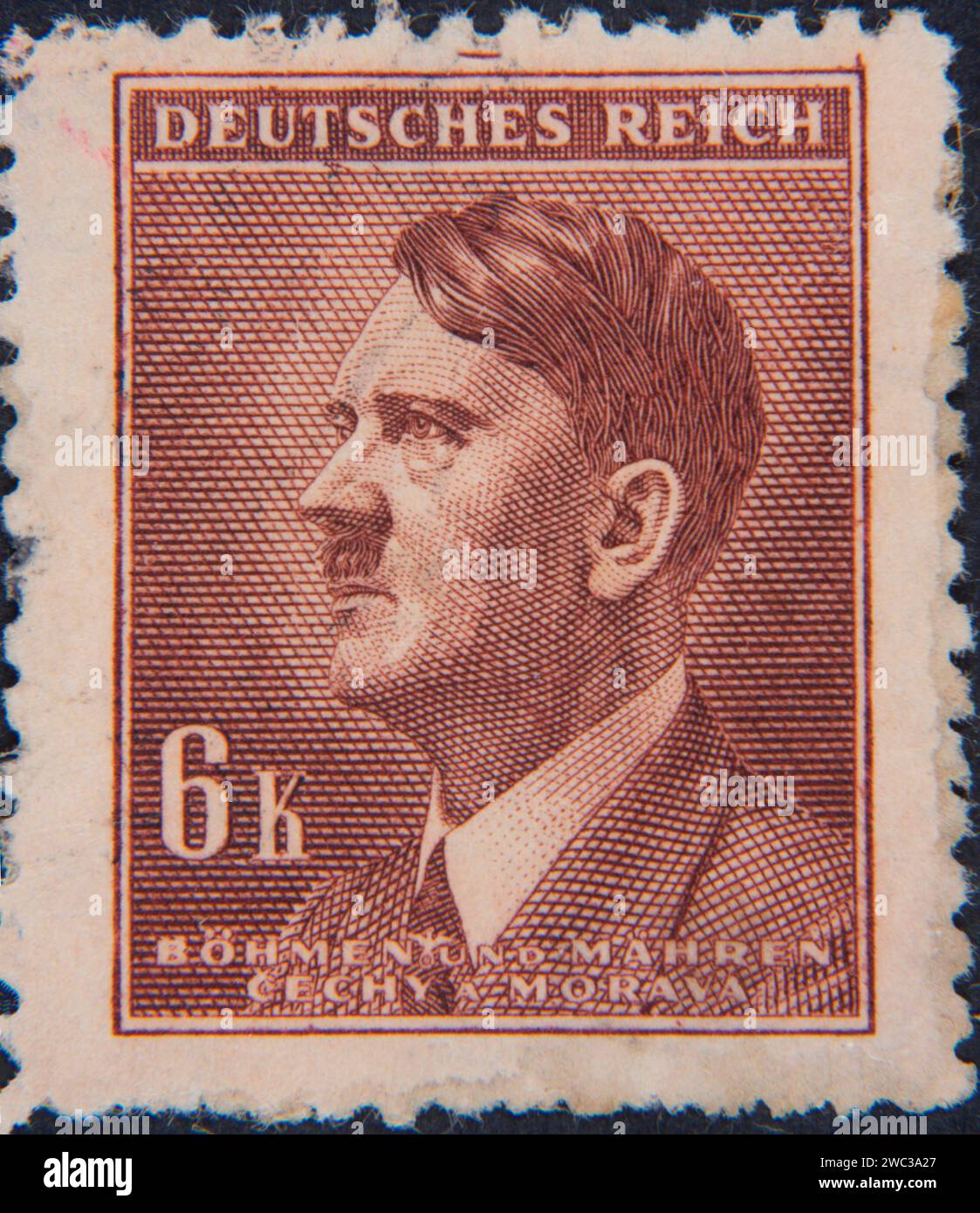 Adolf Hitler, 1889, 1945, politico tedesco, ritratto su un francobollo tedesco Foto Stock