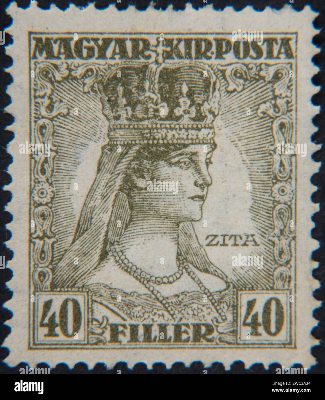 Zita, (1892â€“1989) Imperatrice d’Austria e Regina d’Ungheria 1916â€“18. Ritratto su francobollo ungherese Foto Stock