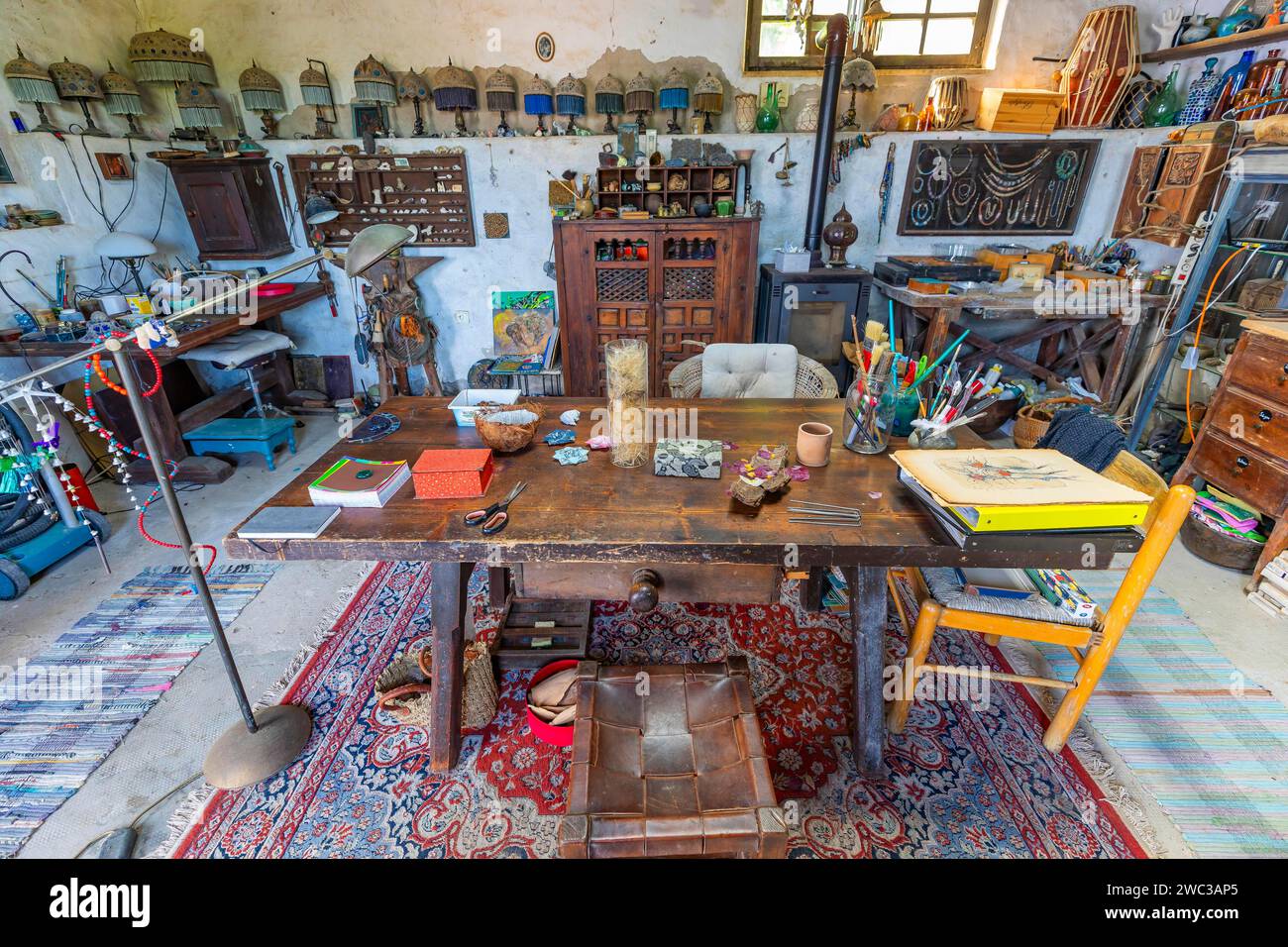 Laboratorio d'artista a Capoliveri, Elba, Arcipelago Toscano, Toscana, Italia Foto Stock