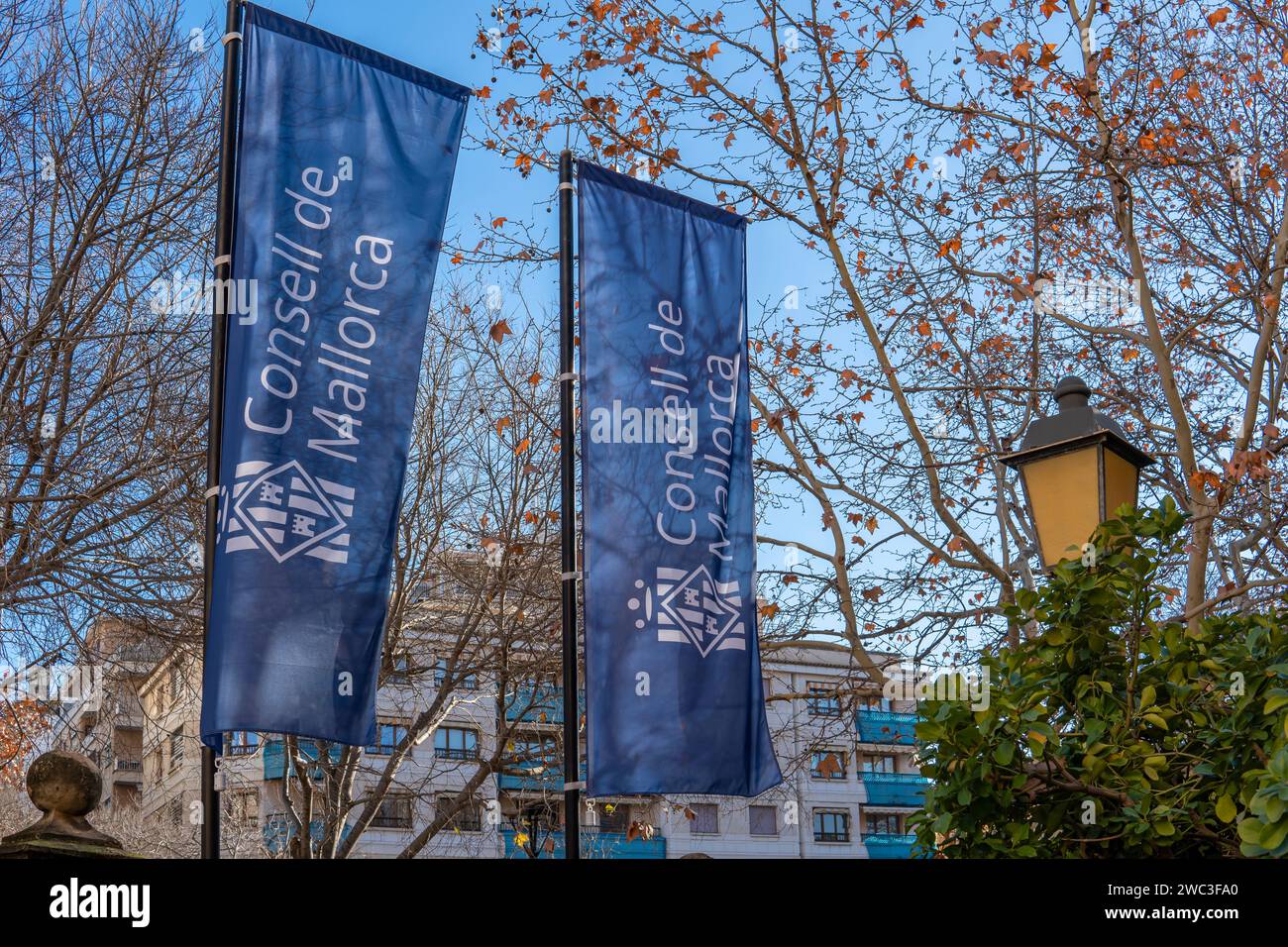 Palma di Maiorca, Spagna; 12 gennaio 2024: Poster urbano dell'istituzione pubblica autonoma del Consell de Mallorca. Palma de Mallorca, Spagna Foto Stock