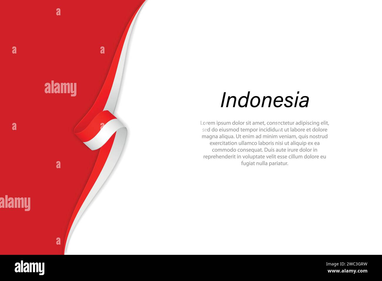 Bandiera dell'Indonesia con sfondo copyspace. Modello vettore banner o barra multifunzione Illustrazione Vettoriale