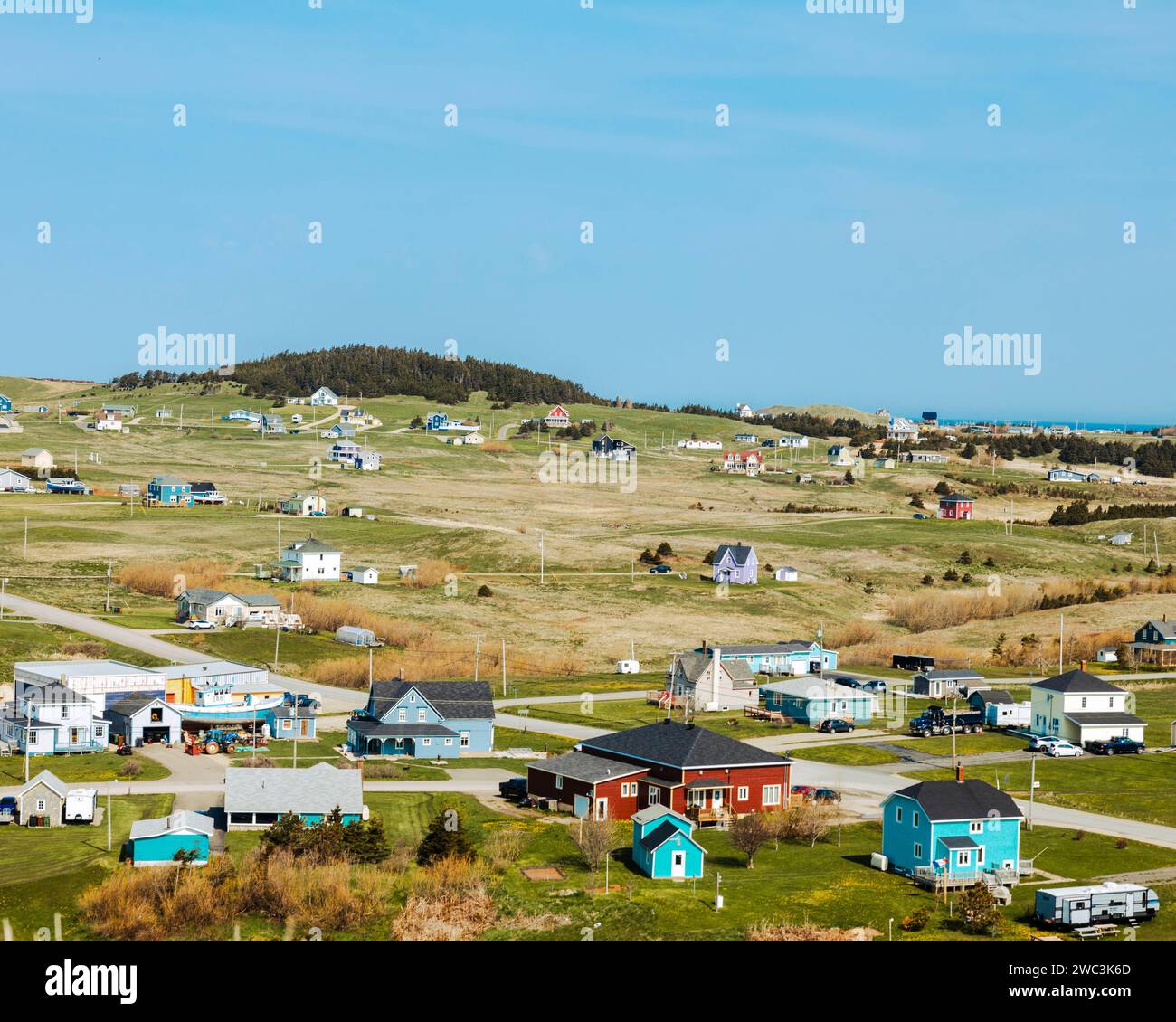 Case colorate, Havre-aux-Maisons, Magdalen Islands, Quebec, Canada Foto Stock