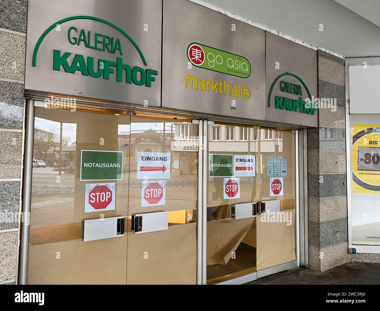 Kaufhof schließt 13.01.2024 In der Darmstädter Innenstadt am Weißen Turm schließt das Kaufhaus Kaufhof schließt 13.01.2024 In der Darmstädter Innenstadt am Weißen Turm schließt das Kaufhaus