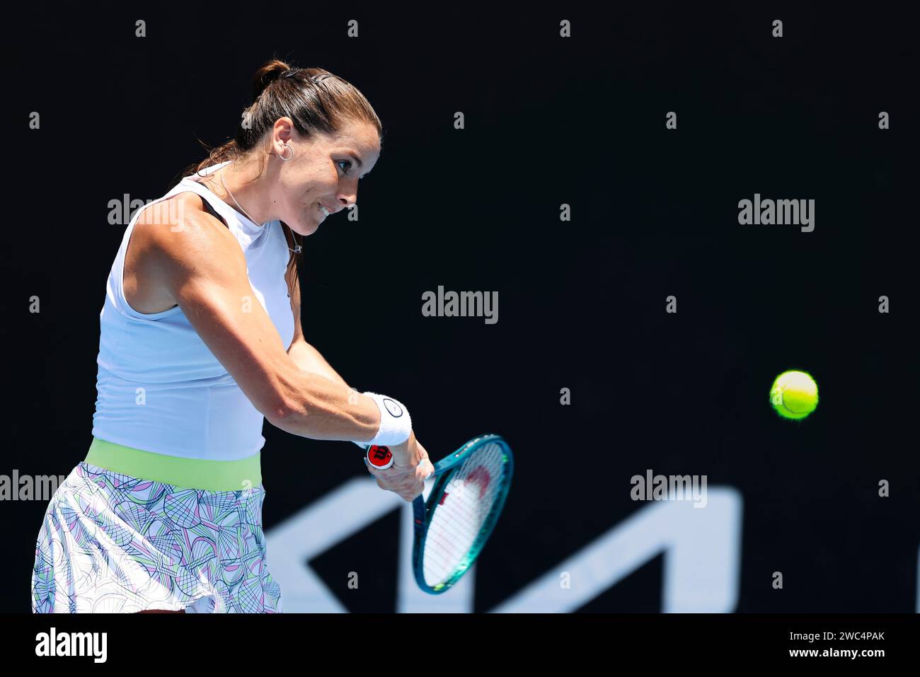 Melbourne, Australia, 14 gennaio 2024. Il tennista Jodie Burrage, proveniente dalla Gran Bretagna, è in azione durante il grande Slam di tennis degli Australian Open 2024 a Melbourne Park. Crediti fotografici: Frank Molter/Alamy Live news Foto Stock