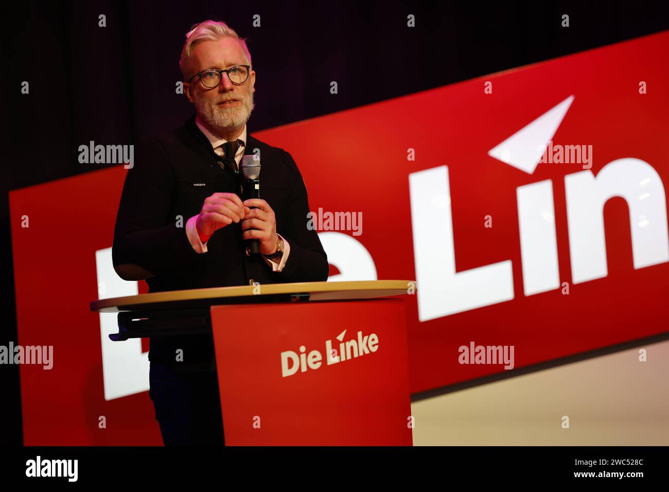 Benjamin Hoff LINKE Jahresauftakt 2024, AM 13.01.2024 a Berlino, Stadtmission, Deutschland *** Benjamin Hoff LINKE Annual kick-off 2024, on 13 01 2024 a Berlino, Stadtmission , Germania Foto Stock