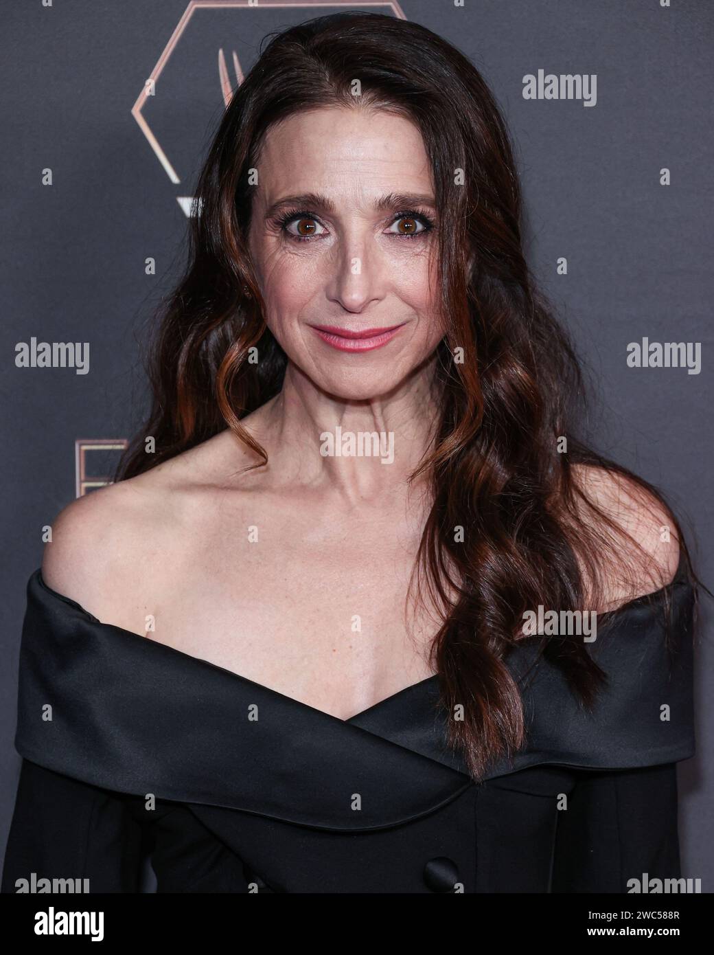 LOS ANGELES, CALIFORNIA, USA - 13 GENNAIO: Marin Hinkle arriva al 75° Annual Primetime Emmy Awards Performer Nominees Celebration tenutosi al JW Marriott Los Angeles L.A. LIVE Platinum Ballroom il 13 gennaio 2024 a Los Angeles, California, Stati Uniti. (Foto di Xavier Collin/Image Press Agency) Foto Stock