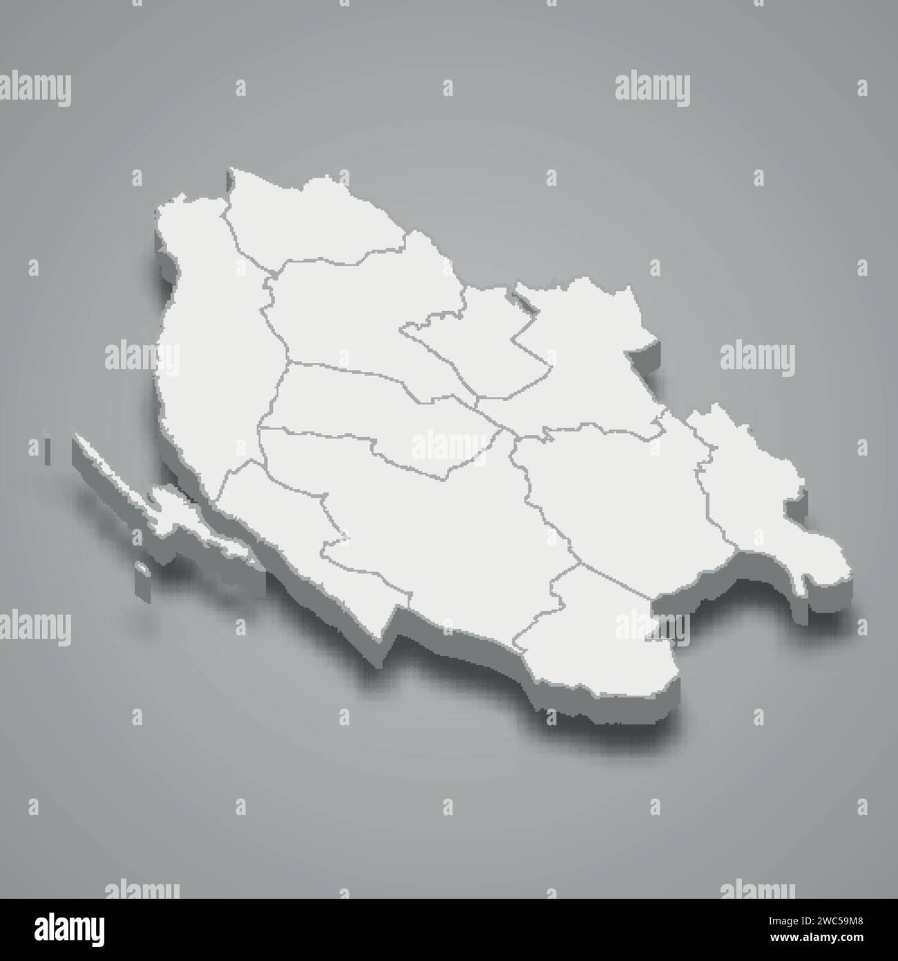 La mappa isometrica 3d di Lika-Senj è una contea della Croazia, illustrazione vettoriale Illustrazione Vettoriale
