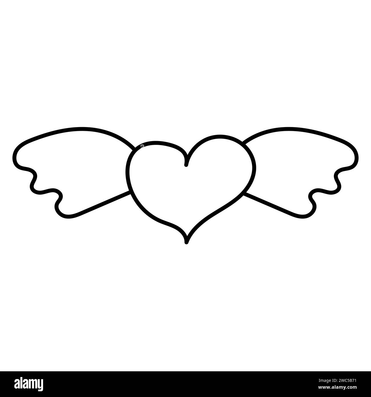le ali del cuore volano in blu rosa, le valentine day love relationship icon line element Illustrazione Vettoriale
