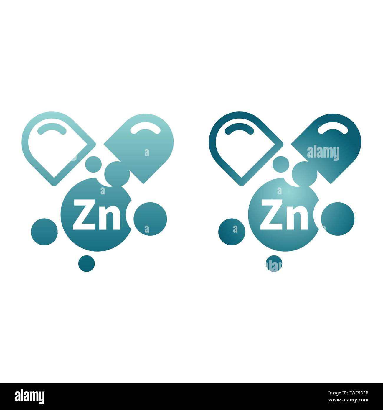 Icona vettore di riempimento capsula di zinco. Pillola Zn e supplemento in sfumatura colorata. Illustrazione Vettoriale