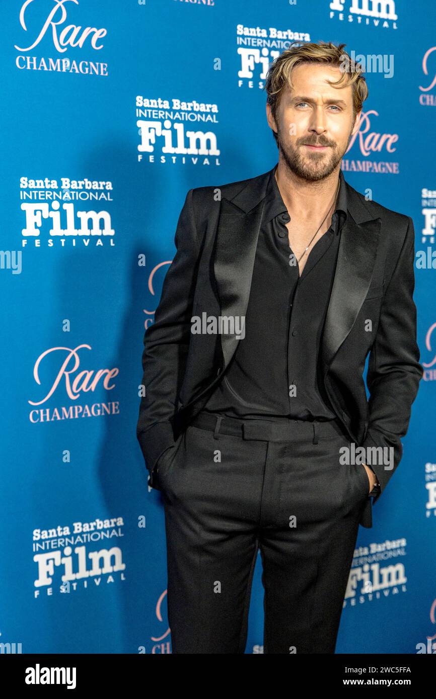 L'attore Ryan Gosling arriva al Santa Barbara International Film Festival per ricevere il sedicesimo Kirk Douglas Award for Excellence in Film al Ritz-Carlton Bacara, Santa Barbara, CALIFORNIA, il 13 gennaio. 2024. (Foto di Rod Rolle/Sipa USA) Foto Stock