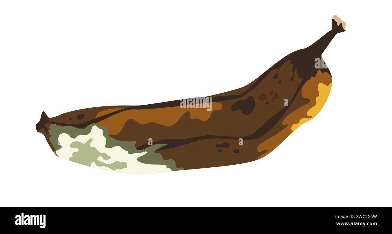 Frutta alla banana guasta. Prodotto alimentare marcio, cartone animato rifiuti alimentari organici illustrazione vettoriale Illustrazione Vettoriale