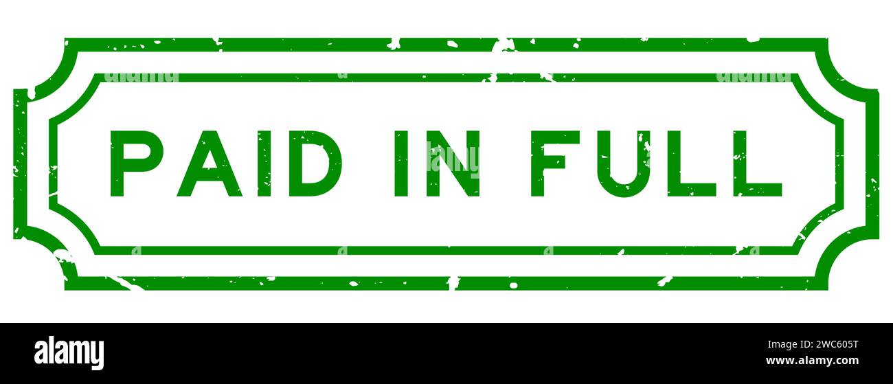Verde grunge pagato con sigillo di gomma a parole intero su sfondo bianco Illustrazione Vettoriale