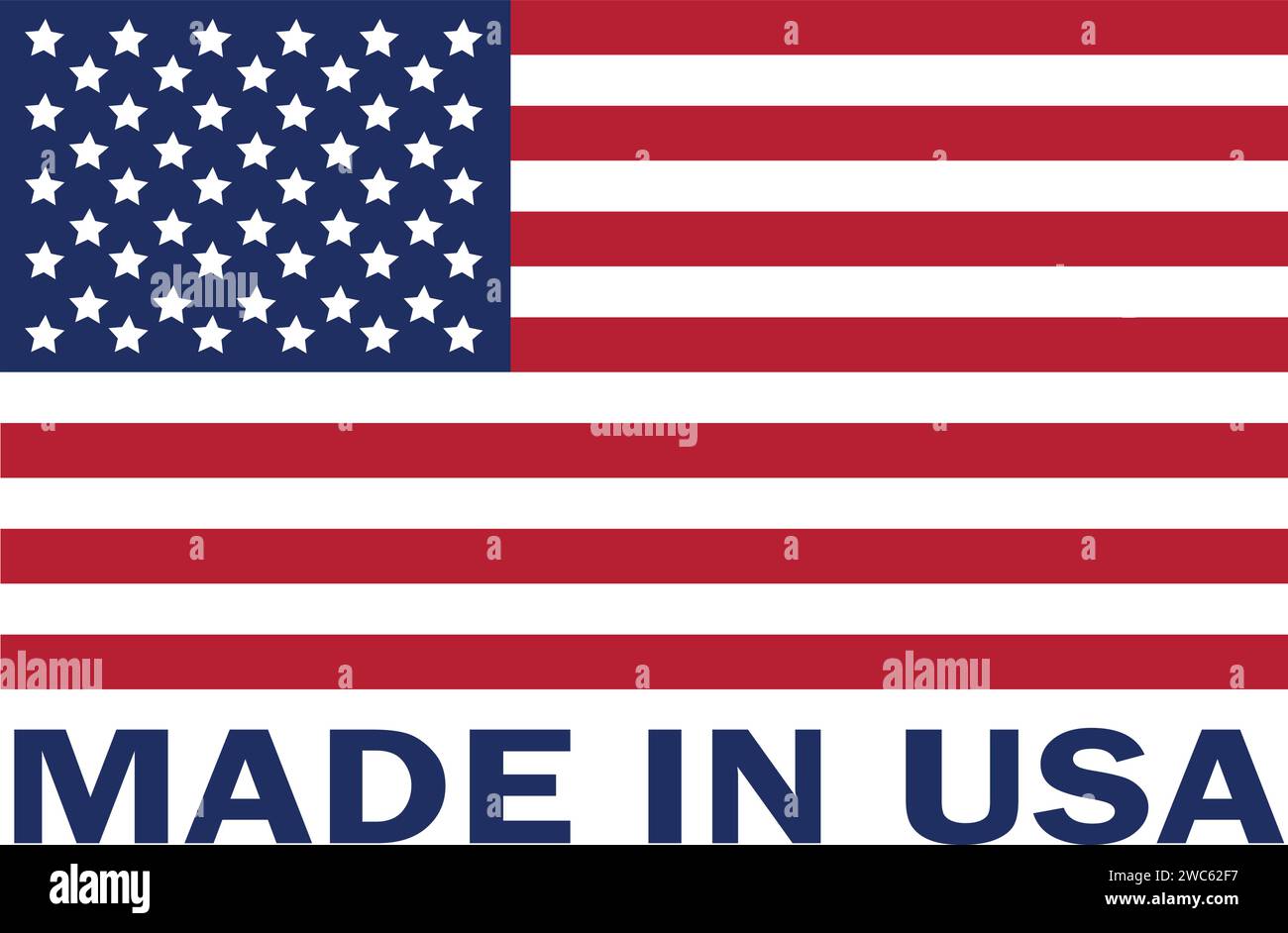 Icona Made in USA, Made in america, bandiera americana per badge, bandiera americana Illustrazione Vettoriale