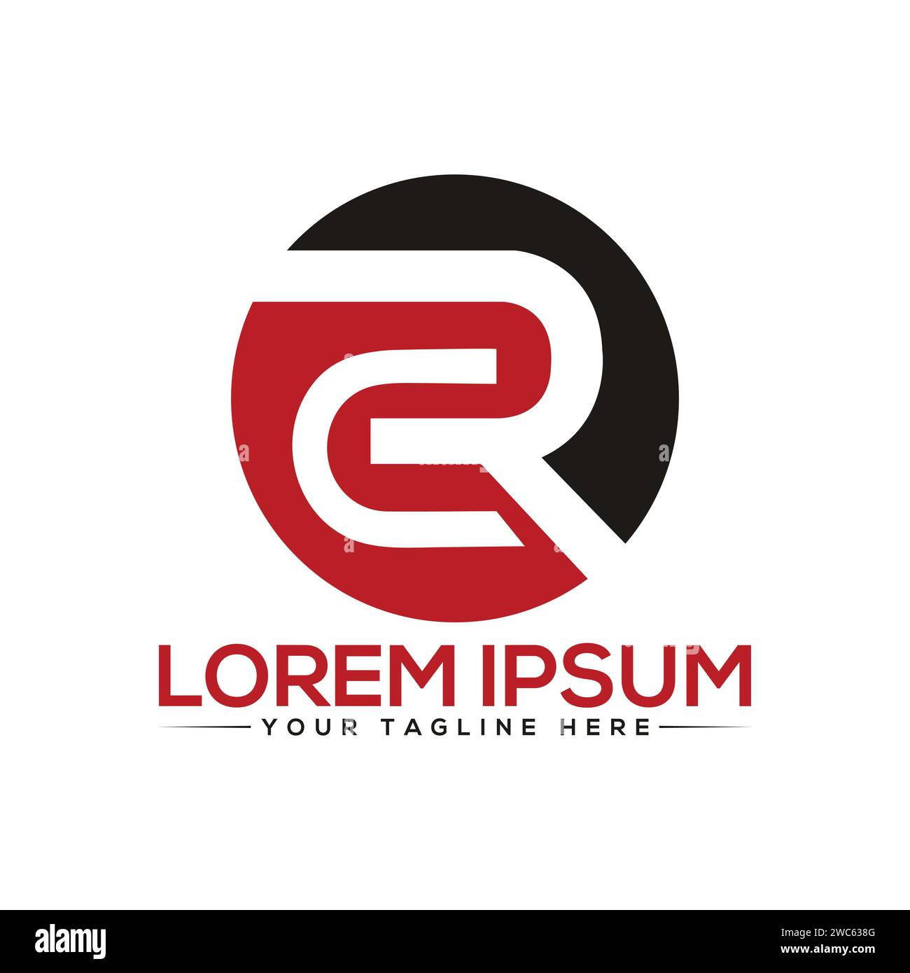 Logo CR Letter. Design esclusivo e moderno con logo. Illustrazione Vettoriale
