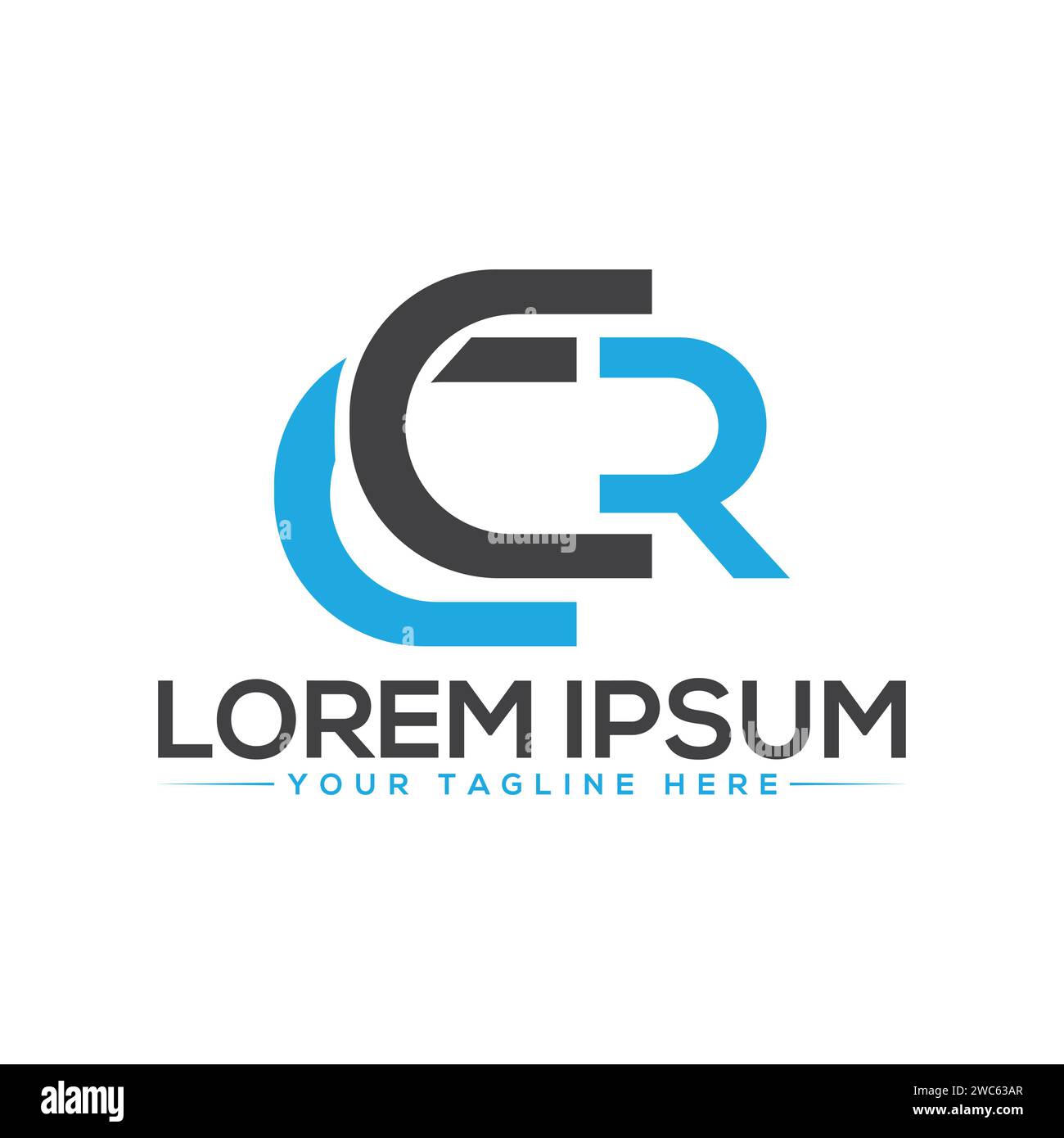 Logo CR Letter. Design esclusivo e moderno con logo. Illustrazione Vettoriale