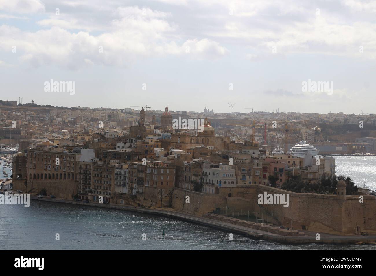 Senglea vista da la Valletta, Malta Foto Stock