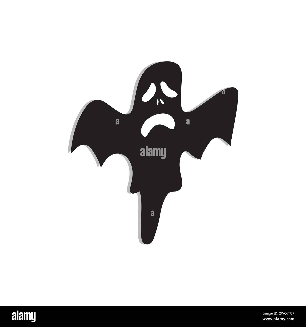 Design di icone fantasma, design di fantasmi spaventosi, icone di personaggi di Halloween. Icona vettore fantasma, variazione emotiva. Icona vettoriale piatta di Halloween Illustrazione Vettoriale