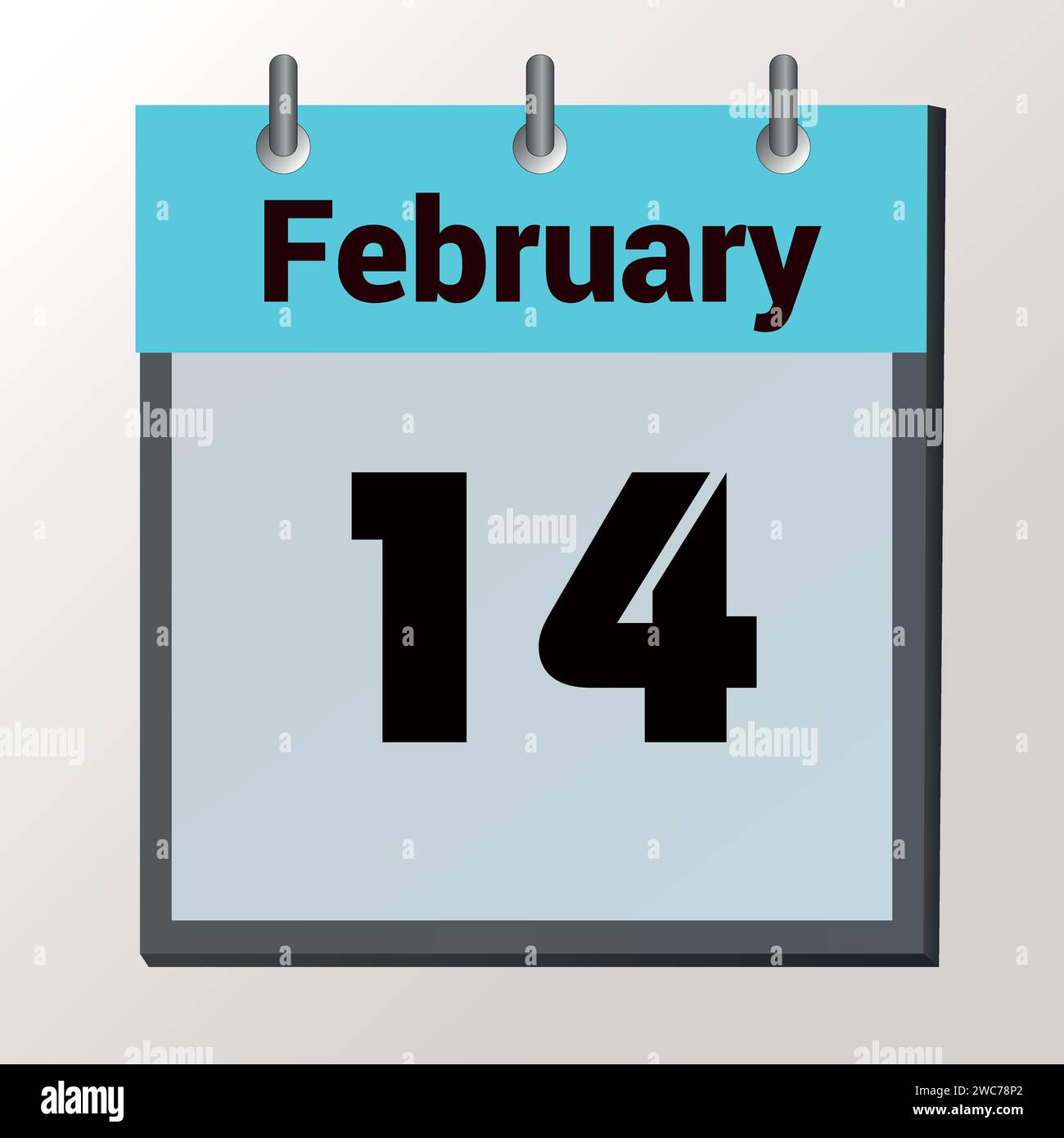 Calendario mostra in legno di febbraio 14 con cuore rosso Illustrazione Vettoriale