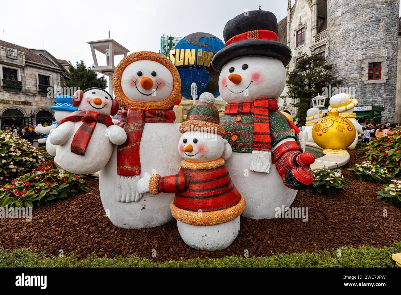 Snow Man nel Fantasy Park di Ba Na Hills a da Nang in Vietnam Foto Stock