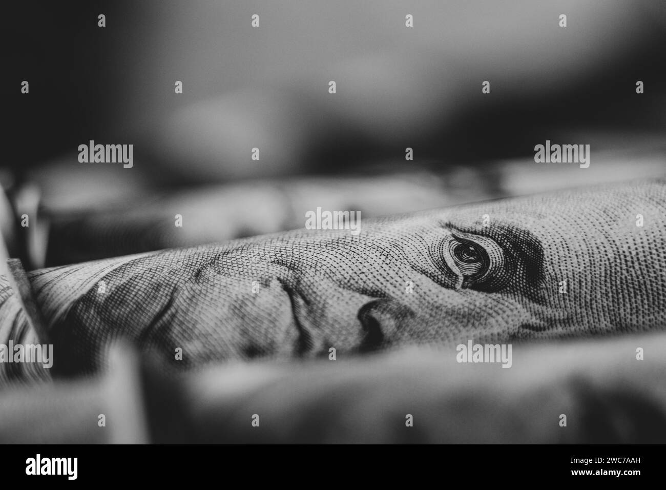 Cento dollari come sfondo di foto macro, 100 dollari, affari e finanza Foto Stock