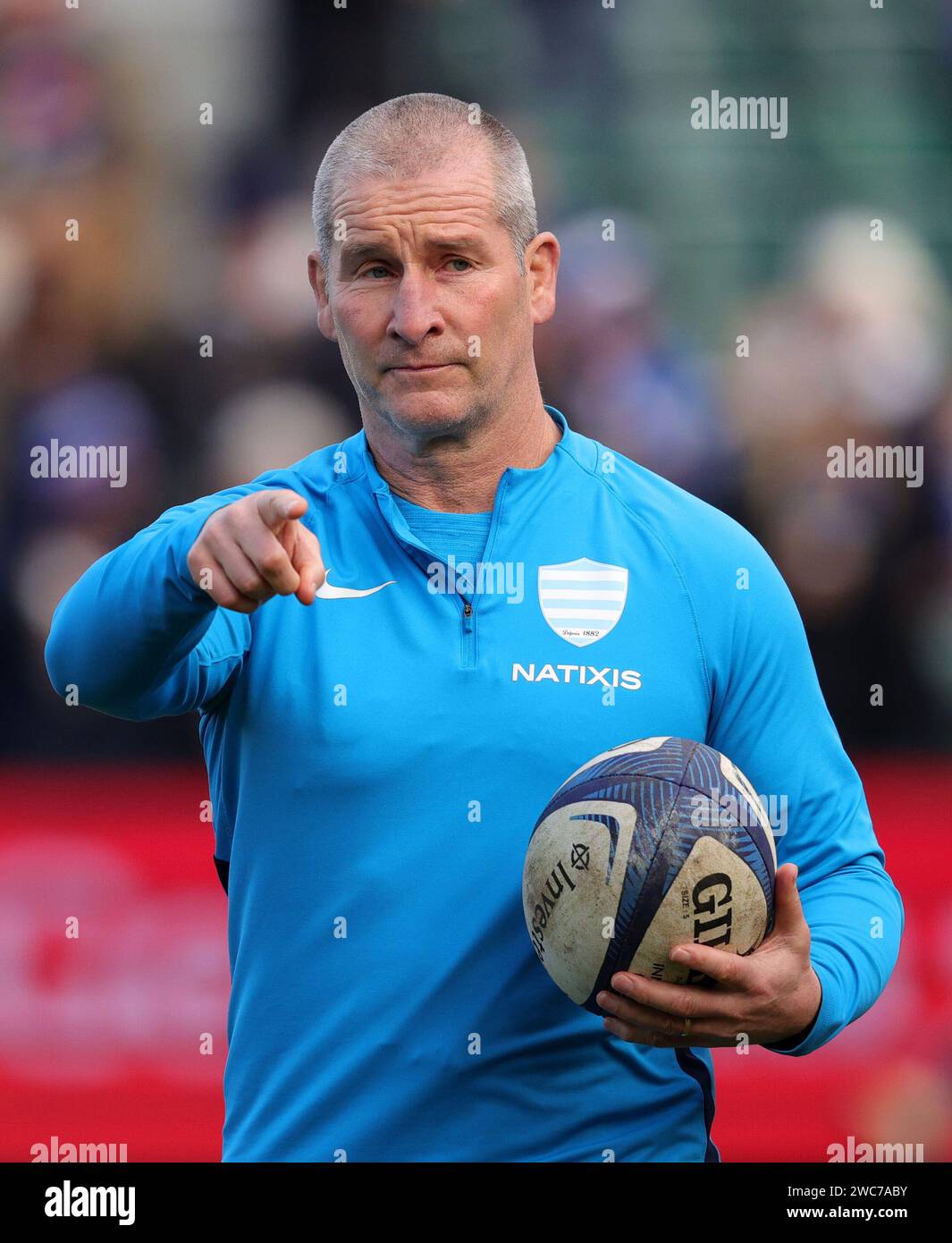 Bath, Inghilterra. 14 gennaio 2024. Il capo-allenatore di Racing 92 Stuart Lancaster prima della partita della Investec Champions Cup tra Bath e Racing 92 al Recreation Ground. Crediti: Ben Whitley/Alamy Live News Foto Stock