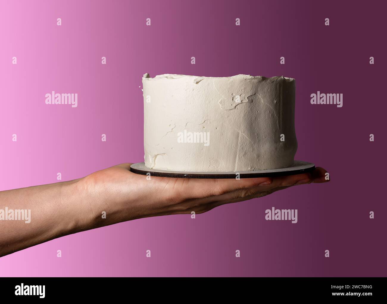Dolce bento bianco a mano, piccolo mockup per dessert Foto Stock