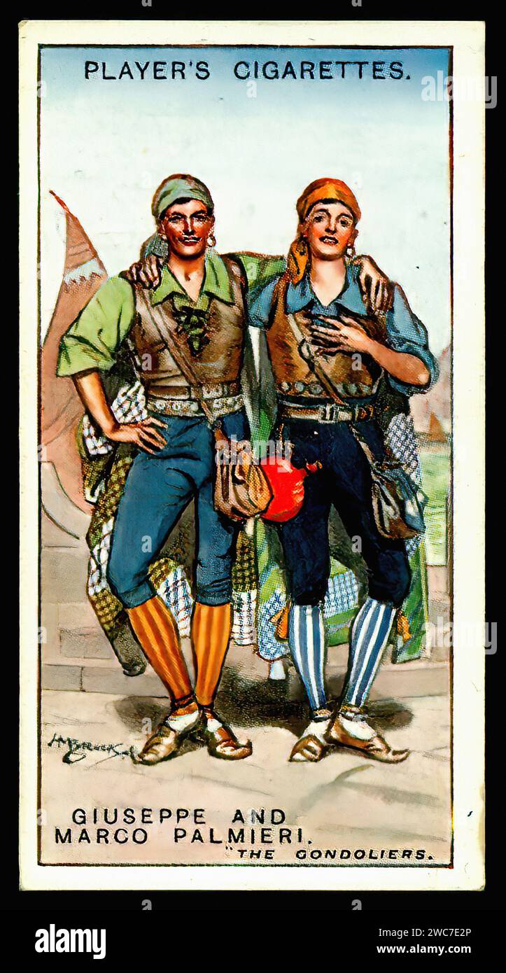 Giuseppe e Marco Palmieri - i Gondolieri - illustrazione della carta di sigaretta d'epoca Foto Stock