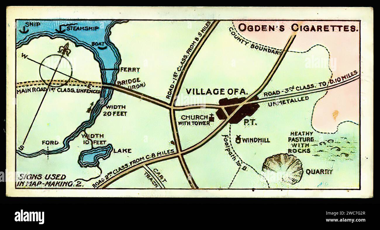 Cartografia Boy Scouts 2 - illustrazione della carta di sigaretta d'epoca Foto Stock