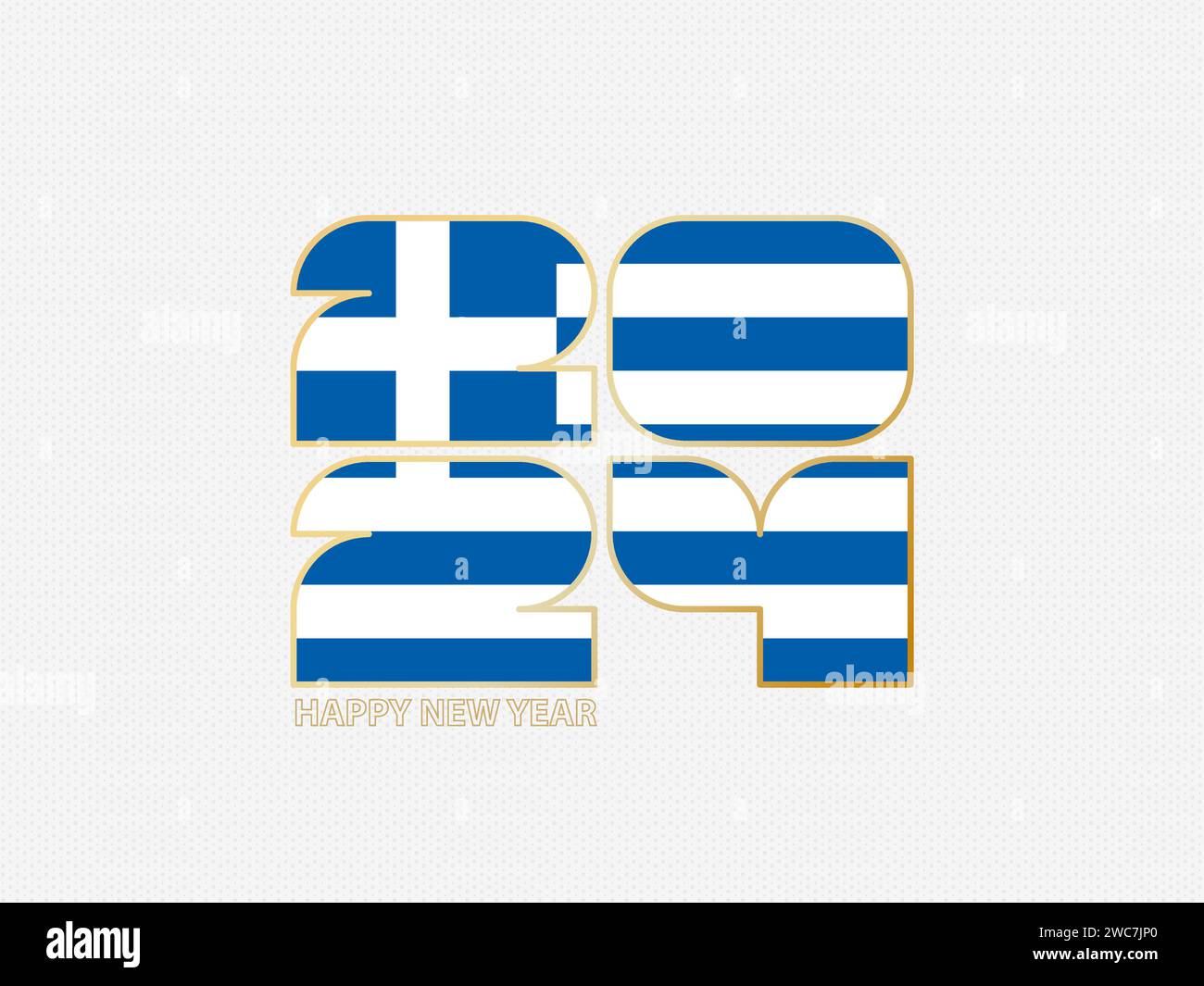 Numeri astratti 2024 con bandiera della Grecia. Illustrazione vettoriale. Illustrazione Vettoriale